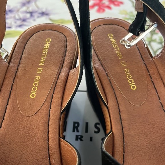 Black suede platform wedge sandals - Picture 6 of 7